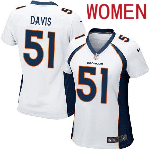Women Denver Broncos #51 Todd Davis White Nike Game NFL Jersey->women nfl jersey->Women Jersey